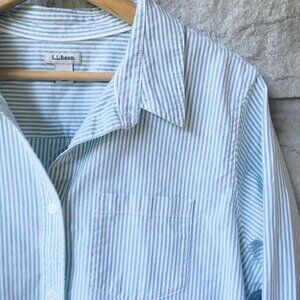 Classic Pinstripe Button Down - White & Seafoam - L.L. Bean